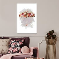 Runway Avenue Fashion și Glam Canvas Art Print 'umbrelă florală' Fashion Lifestyle-Roz, Gri