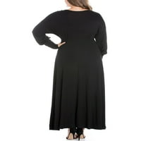 24seven Comfort îmbrăcăminte Plus Dimensiune V-Neck Maneca lunga Maxi rochie