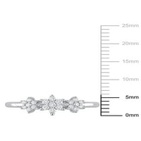Miabella femei carate TW diamant Sterling Silver Triple floare promisiunea inel