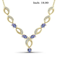 Carat T. G. W. Tanzanite și diamant alb Accent 14k aur peste argint 4 piese bijuterii set