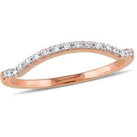 Diamant - Accent 10kt Aur Roz contur Semi-eternitate trupa de nunta