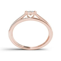 Carat TW diamant 10kt Rose Gold Cluster inel de logodna Set