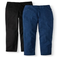 Doar dimensiunea mea femei Plus Dimensiune buzunar Stretch trage pe pantaloni, Pack