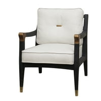 HomeFare tapițat aur detaliu Accent scaun în alb și negru