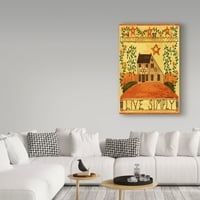 Marcă comercială Artă Plastică 'Live Simply Folk Art Garden Flag' Canvas Art de Cheryl Bartley