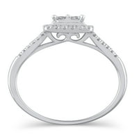 Carat T. W. Brilliance bijuterii Fine diamant Quad inel de logodna din Aur Alb 10kt, Dimensiune 8
