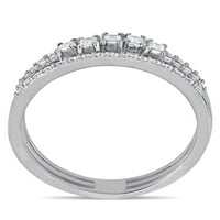 Miabella Carat T. W. diamant 14kt Aur Alb trei rânduri inel de moda