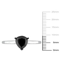 Carat T. W. inel de logodnă din Aur Alb de 10kt diamant negru tăiat în pere