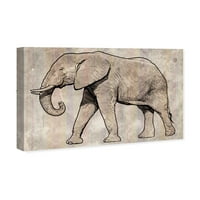 Runway Avenue Animals Wall Art Canvas printuri 'Tribal Light Elephant' Zoo și animale sălbatice-Gri, Negru