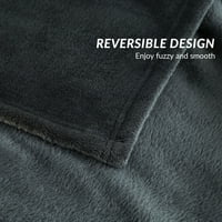 Bedsure Flanel Fleece Pătură De Lux Gri Închis Queen Size Ușor Pat Confortabil Pătură De Pluș Microfibră Solidă Canapea Pătură