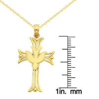 Primal aur Karat porumbel de Aur Galben pe cruce pandantiv cu lanț de frânghie de cablu