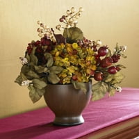 Aproape natural toamna Multicolor hortensie flori artificiale cu vaza rotunda