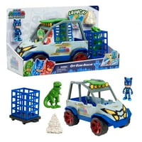 Masti Dino Trouble Off Roader Rescue Vehicle, include figuri Dinosaur si Catboy, Jucarii pentru copii pentru varste in sus, Cadouri
