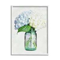 Stupell Alb Albastru Hortensie Borcan Buchet Botanic & Floral Pictura Alb Înrămate Arta Imprimare Perete Arta