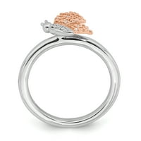 Diamant Sterling Silver și inel fluture Placat Cu Aur Roz