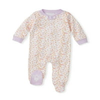 Burt 's Bees Baby Newborn baby Girl petală de bumbac Organic ploaie Sleep' n Play pijamale cu picioare