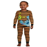 Monsters Inc. Set pijama top și pantaloni de Halloween pentru copii mici, 2 piese, dimensiuni 12M-5T