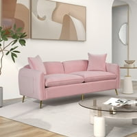 Aukfa 77.5 canapea modernă din catifea pentru mobilier de sufragerie Set apartament-perne-Gri