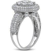 Miabella Carat T. W. diamant 10kt Aur Alb dublu-Halo inel de logodna