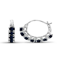 Bijuteriiclub 2. CTW Sapphire Hoop cercei-Sterling Silver