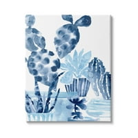 Stupell Industries Bold Blue Planted Cactus plante de interior pictură în acuarelă, 40, Design de June Erica Vess