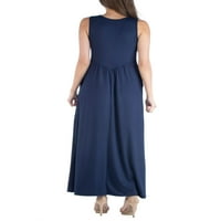 Comfort Apparel Femei Fără mâneci V gât Maxi rochie cu buzunar detaliu