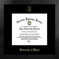 Universitatea din Miami 11W 8.5 h Manhattan Negru Singur Mat aur relief Diploma cadru cu bonus Campus imagini litografie