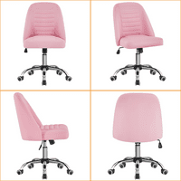 Smile Mart scaun de birou fără brațe din piele Fau modernă cu smocuri pentru birou la domiciliu, Roz
