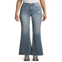 No Boundaries Juniors' Curvy Ultra High Rise Flare Jeans