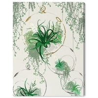 Wynwood Studio Floral și Botanic Wall Art Canvas Prints 'Hanging Air Terrarium' Botanicals-Verde, Alb