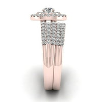 1ct TDW diamant 14k aur roz dublu Halo set de mireasă