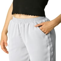 Chilipiruri unice femei glezna Contrast Trim partea dungă Elastic talie trunchiate pantaloni