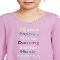 Set de pijamale cu mânecă lungă Wonder Nation Girls și Joggers, 2 piese, dimensiuni 4-și Plus