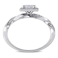 Carat TW diamant 10kt Aur Alb Halo Twist inel de logodna