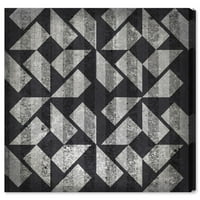 Wynwood Studio Abstract Wall Art Canvas Printuri 'Călătorie Rotativă' Geometric-Negru, Gri