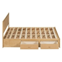 Euroco pat cu platformă din lemn de dimensiuni mari, cu depozitare ridicată și două sertare, culoarea lemnului