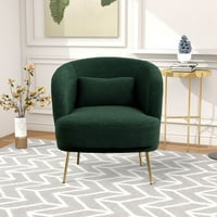 Momspeace modern Accent scaun tapițat cu spătar curbat canapea simplă cu pernă pentru living, dormitor-verde