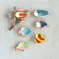 Creative Co-Op Mini Vase De Pește Din Gresie Pictate Manual