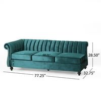 Noble House Lockbourne Velvet Channel Stitch set canapea secțională, Teal și maro închis