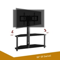 Suport TV cu podea pivotantă din metal Aukfa, dulap TV Modern din sticlă temperată cu 2 straturi pentru televizoare cu ecran plat sau curbat de 32-55, Suport TV LCD pentru Centrul de divertisment din sufragerie