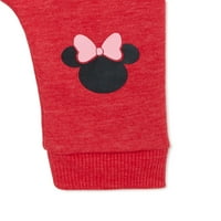 Hanorac Disney Minnie Mouse pentru fete, Pantaloni de jogging și set de bentițe, piesă, dimensiuni 0 3M-24m