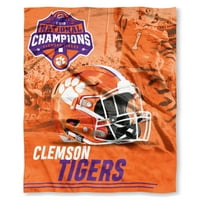 Clemson Tigers campioni naționali de fotbal NCAA pătură de aruncare cu atingere de mătase