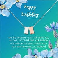 Anavia Happy Birthday Gifts inox Fashion colier Birthday Card Bijuterii Cadou pentru ea, cadou de ziua de nastere pentru prieten-[cub dublu de argint și aur roz, Card cadou albastru strălucitor]