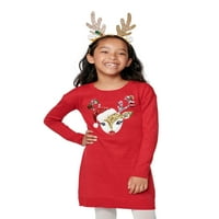 Rochie pulover Grafic Reindeer pentru fete pentru copii, dimensiuni XS-XXL