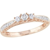 Carate T. W. diamant 10kt Aur Roz trei piatra inel de logodna
