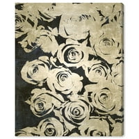 Wynwood Studio florale și botanice Wall Art Canvas printuri 'Dark Rose' florale-Negru, Auriu