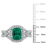 MIABELLA femei CT creat Emerald moda carate diamant 10kt Aur Alb Halo Cocktail inel