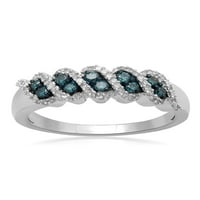 Carate T. W. albastru și alb diamant 10kt Aur Alb moda inel