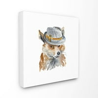 Stupell Industries Funny Hat moda Fo animale acuarela pictura panza arta de perete de Lanie Loreth