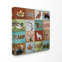 Stupell Industries Lake Cabin Country Animal Collage Design XL Canvas Wall Art de art Licensing Studio